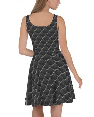 Dragon Cosplay Costume Black Scales Skater Dress