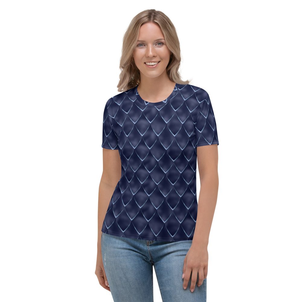 Dragon Cosplay Costume Navy Blue Scales Women's T-shirt
