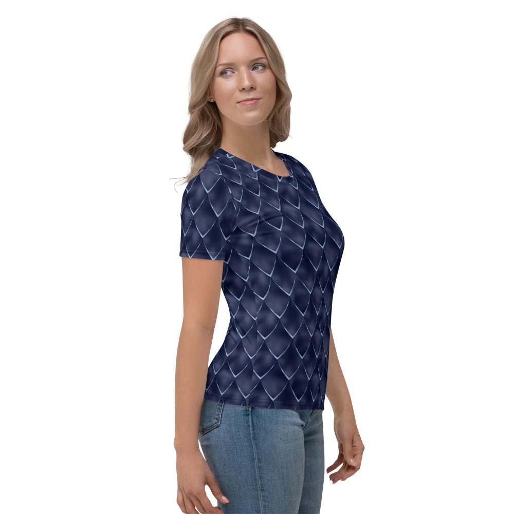 Dragon Cosplay Costume Navy Blue Scales Women's T-shirt - Image 4