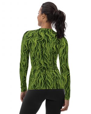 Green Fur Cosplay Costume Printed Women’s Rash Guard