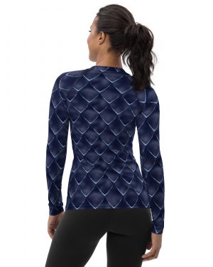 Dragon Cosplay Costume Navy Blue Scales Women’s Rash Guard