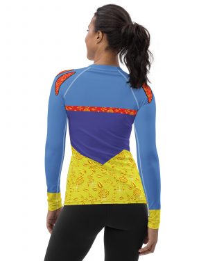 Snow White Cosplay Halloween Costume Yellow Flowers Women’s Rash Guard