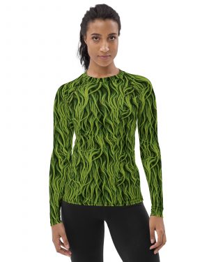 Green Fur Cosplay Costume Printed Women’s Rash Guard