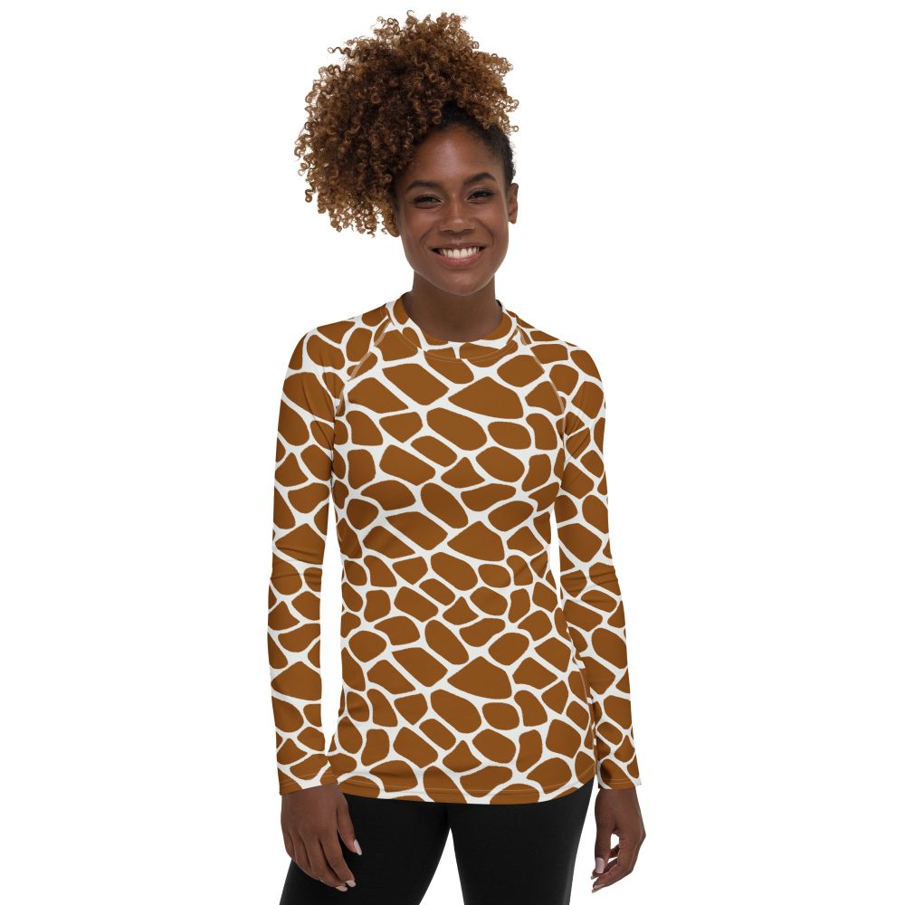 Giraffe Costume Animal Print Safari Halloween Cosplay Women's Rash Guard
