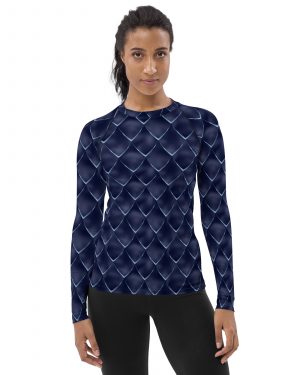 Dragon Cosplay Costume Navy Blue Scales Women’s Rash Guard