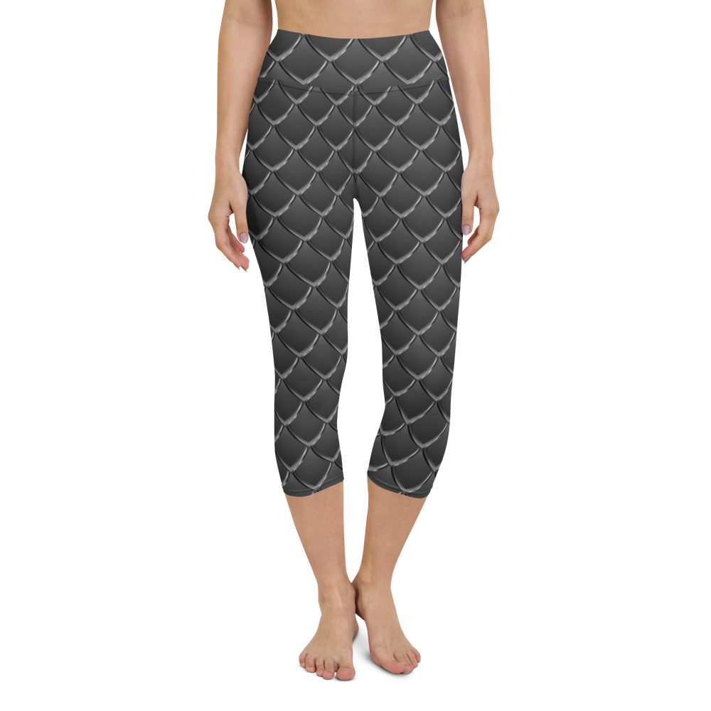 Dragon Cosplay Costume Black Scales Yoga Capri Leggings