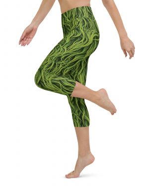 Green Fur Cosplay Costume Printed Yoga Capri Leggings