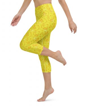 Snow White Cosplay Halloween Costume Yellow Flowers Yoga Capri Leggings