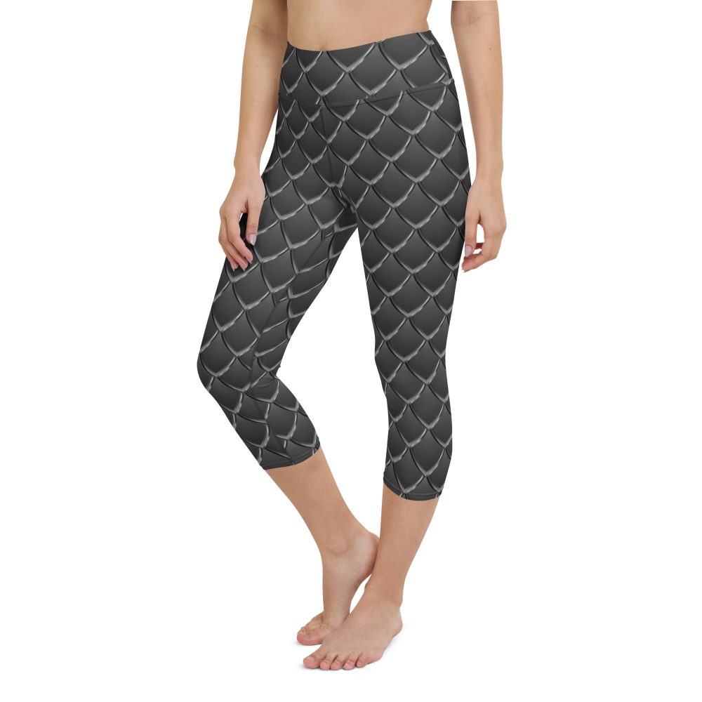 Dragon Cosplay Costume Black Scales Yoga Capri Leggings - Image 3