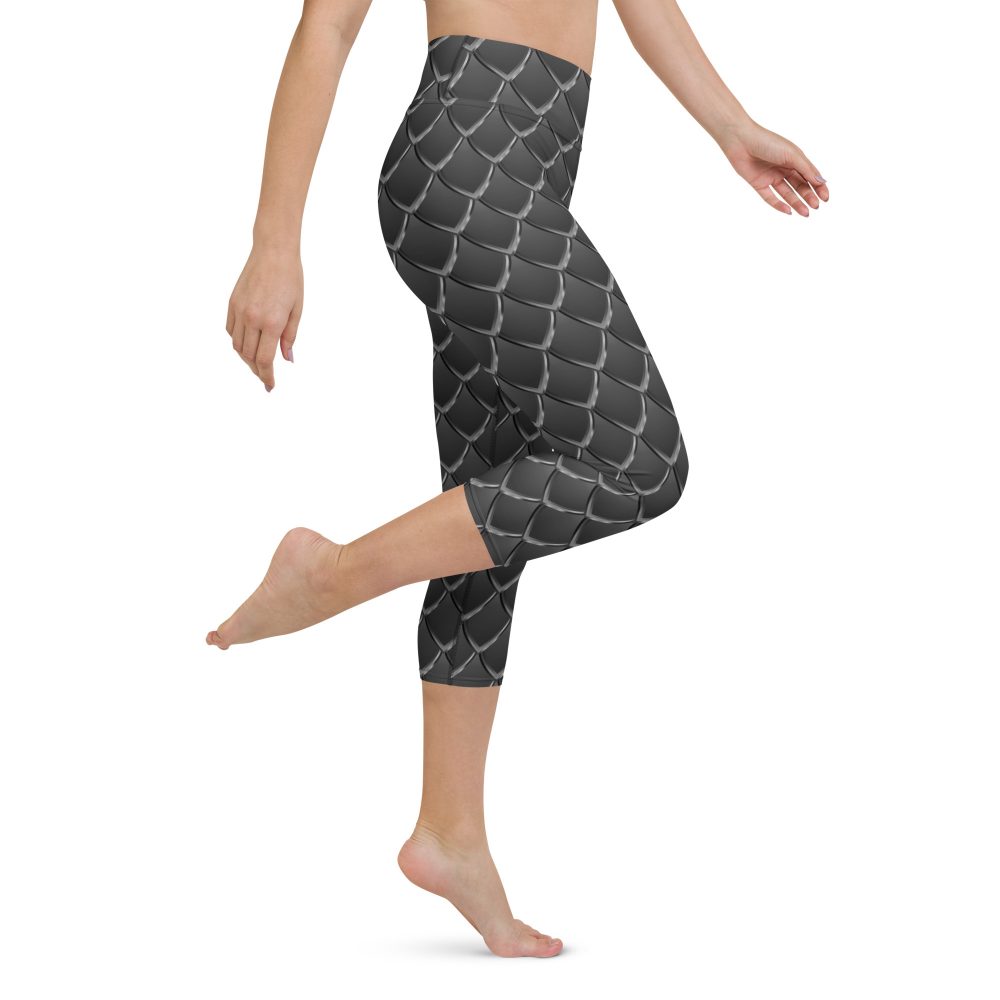 Dragon Cosplay Costume Black Scales Yoga Capri Leggings - Image 4