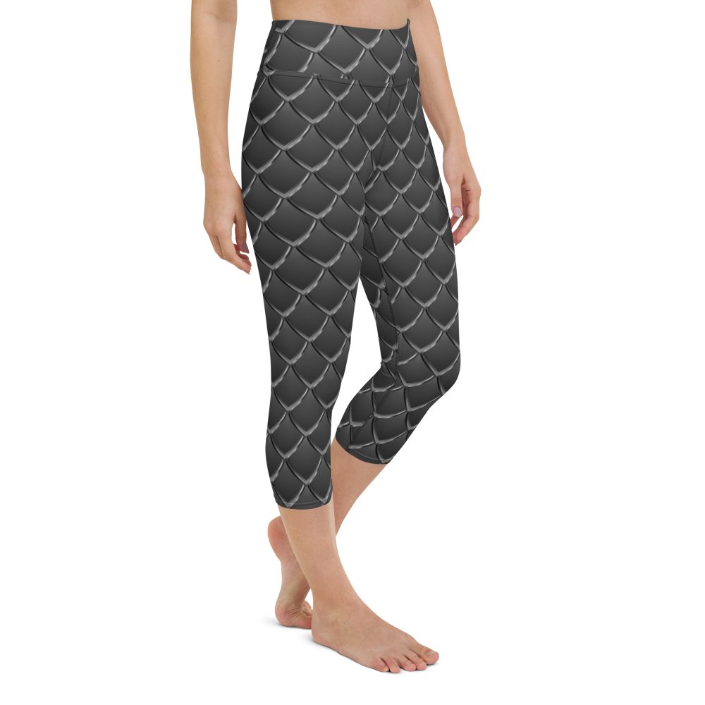 Dragon Cosplay Costume Black Scales Yoga Capri Leggings - Image 5