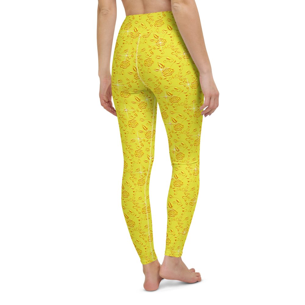 Snow White Cosplay Halloween Costume Yellow Flowers Yoga Leggings - Image 6