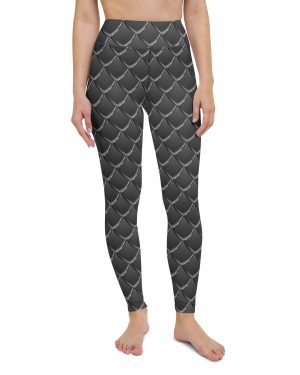 Dragon Cosplay Costume Black Scales Yoga Leggings