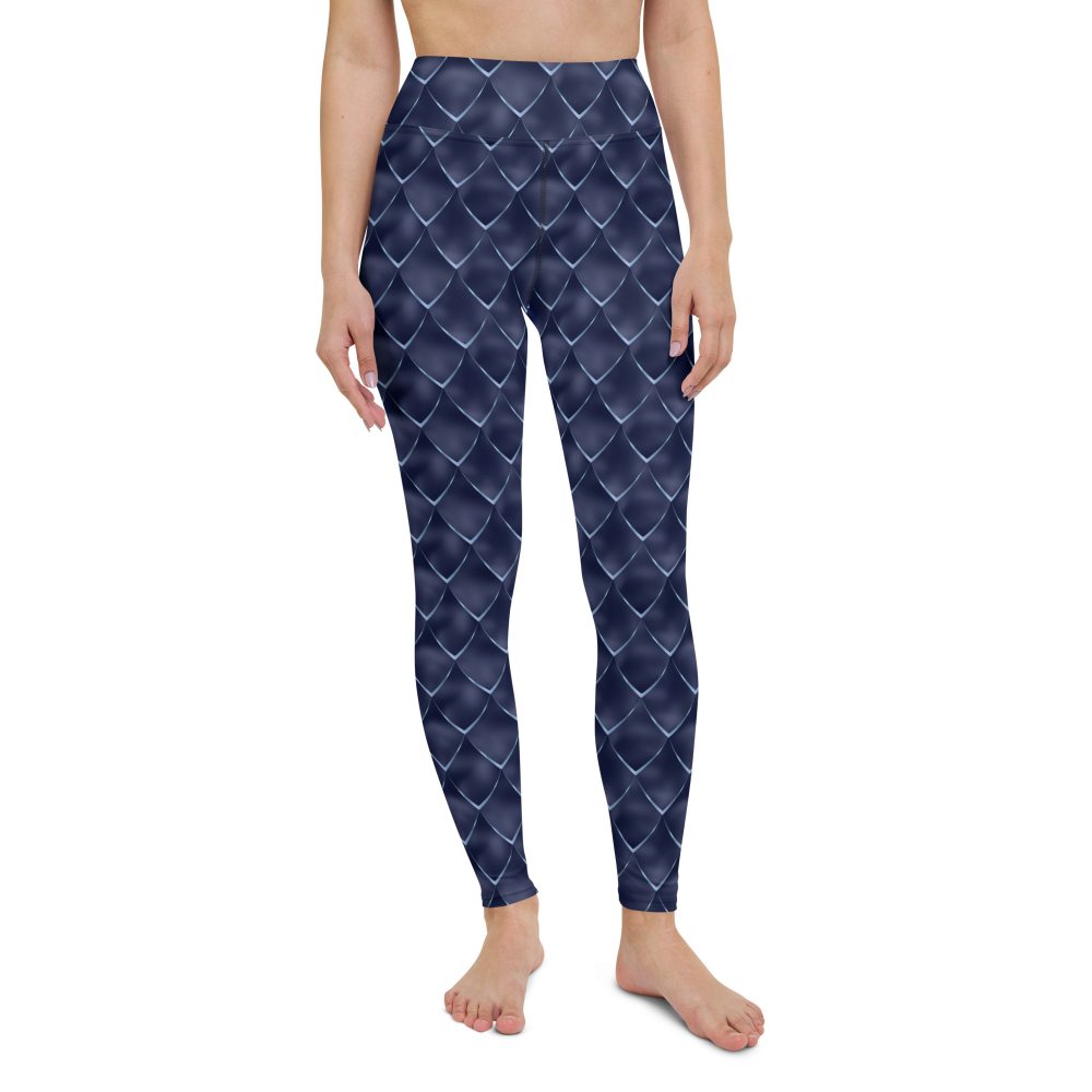Dragon Cosplay Costume Navy Blue Scales Yoga Leggings