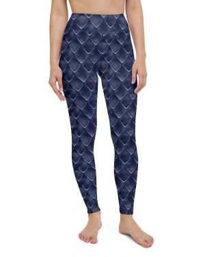 Dragon Cosplay Costume Navy Blue Scales Yoga Leggings