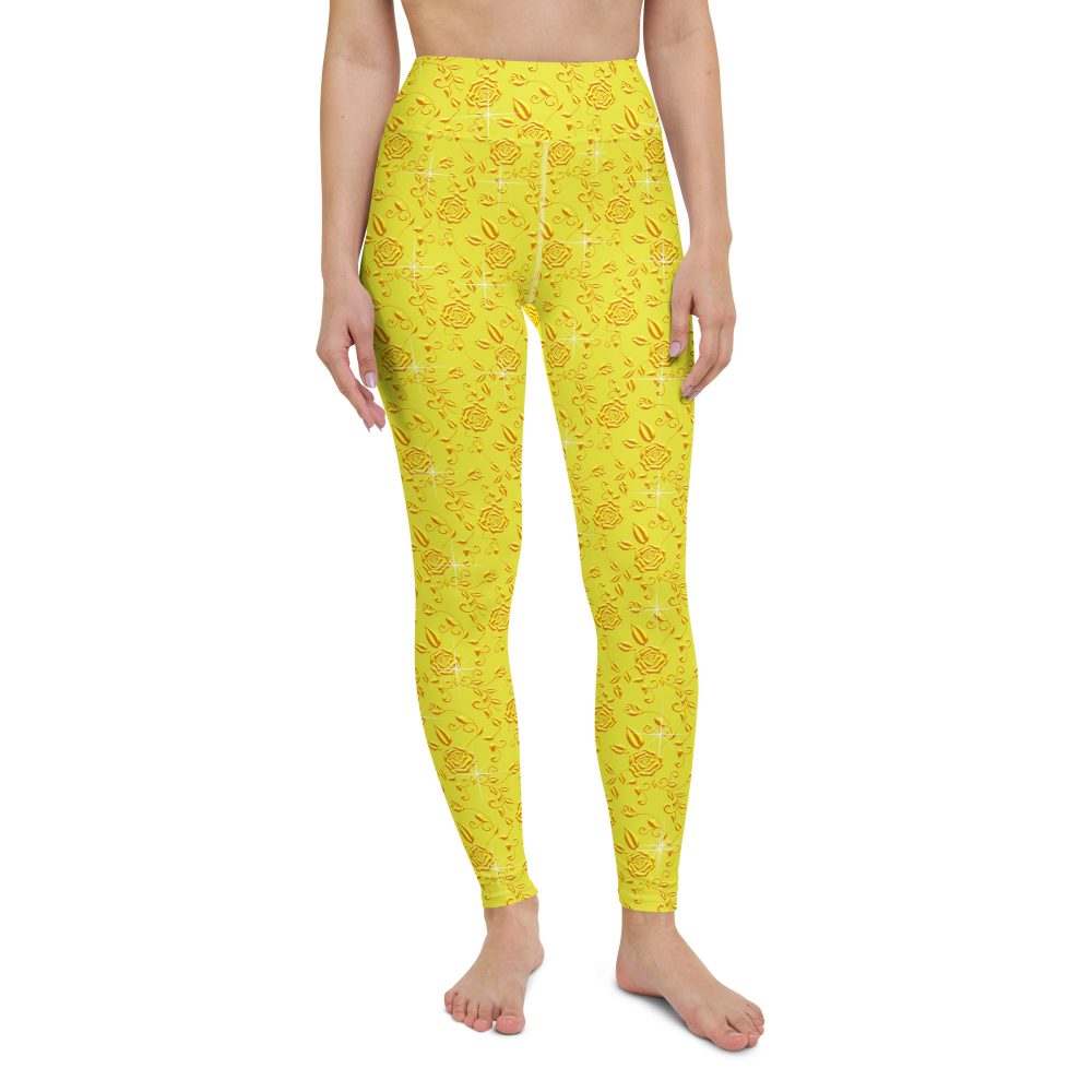 Snow White Cosplay Halloween Costume Yellow Flowers Yoga Leggings