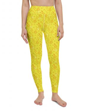 Snow White Cosplay Halloween Costume Yellow Flowers Yoga Leggings