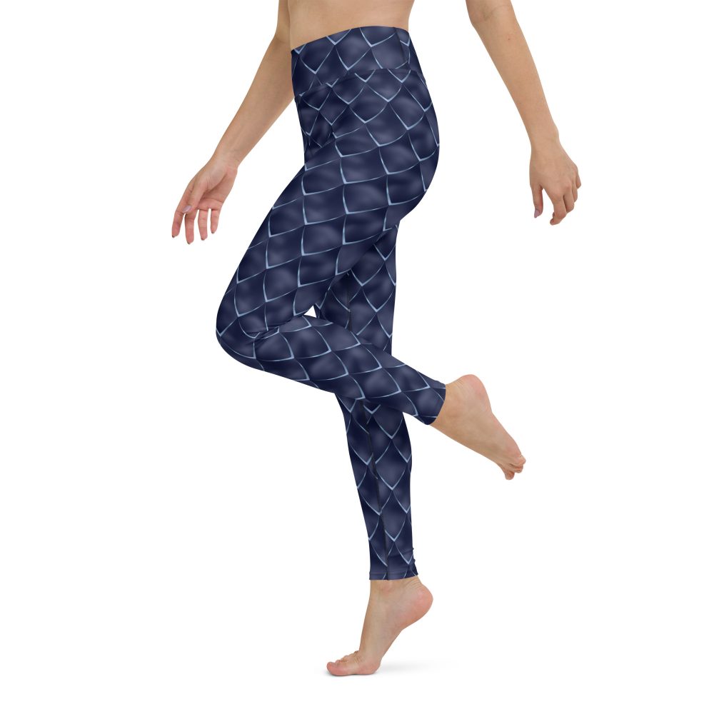 Dragon Cosplay Costume Navy Blue Scales Yoga Leggings - Image 2