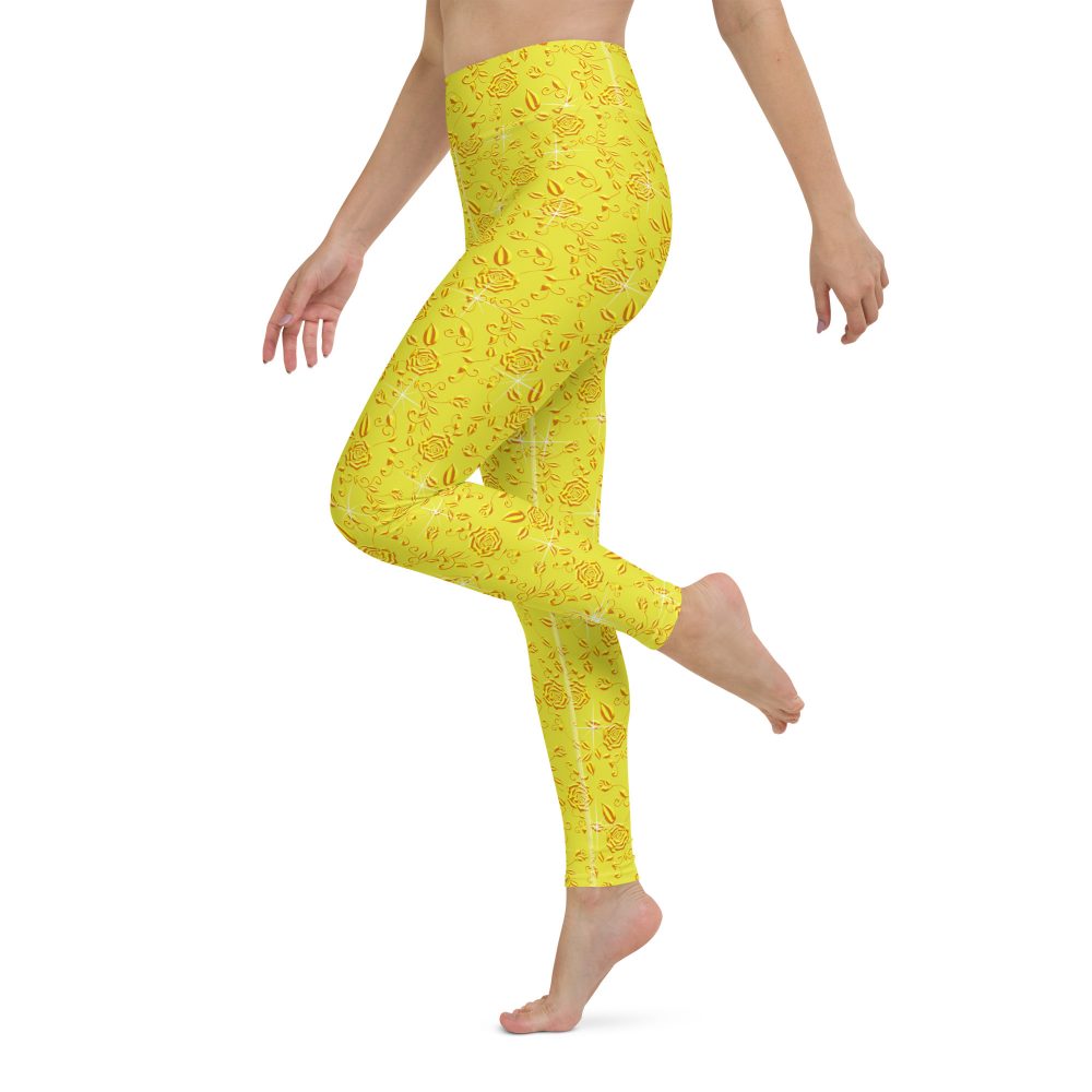 Snow White Cosplay Halloween Costume Yellow Flowers Yoga Leggings - Image 2