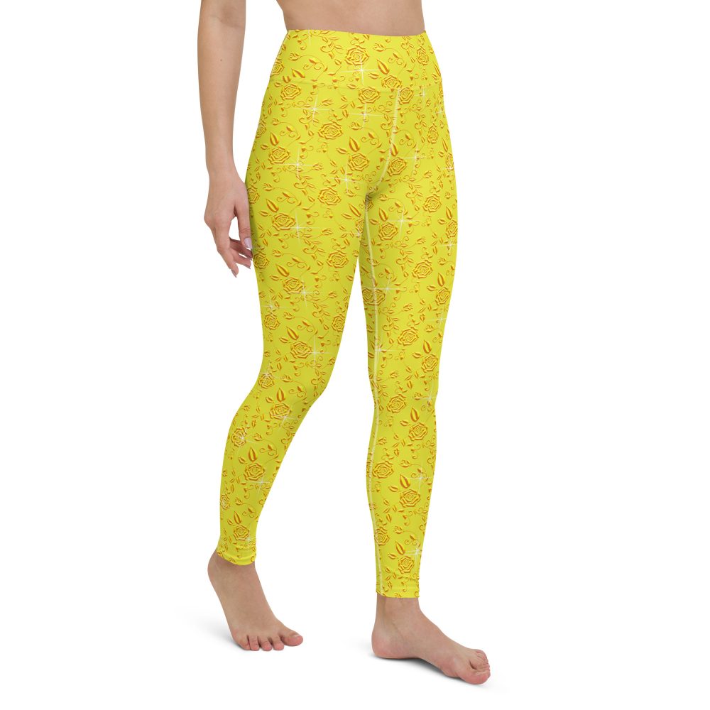Snow White Cosplay Halloween Costume Yellow Flowers Yoga Leggings - Image 5