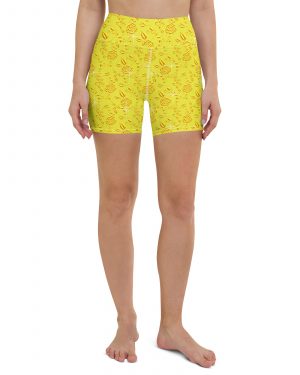 Snow White Cosplay Halloween Costume Yellow Flowers Yoga Shorts