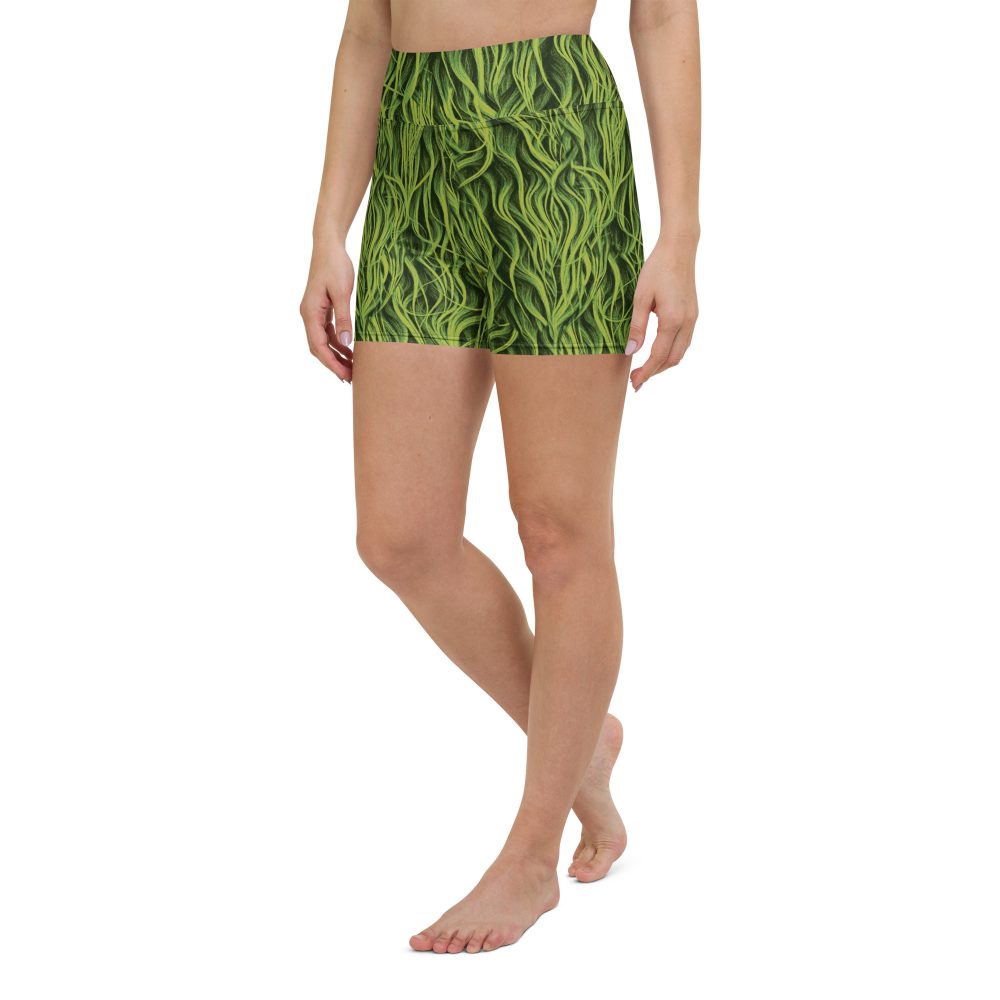 Green Fur Cosplay Costume Printed Yoga Shorts - Image 3