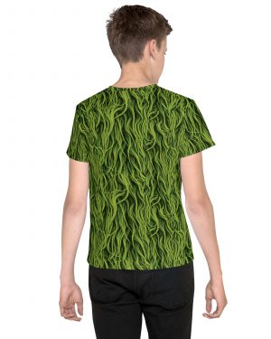 Green Fur Cosplay Costume Youth crew neck t-shirt