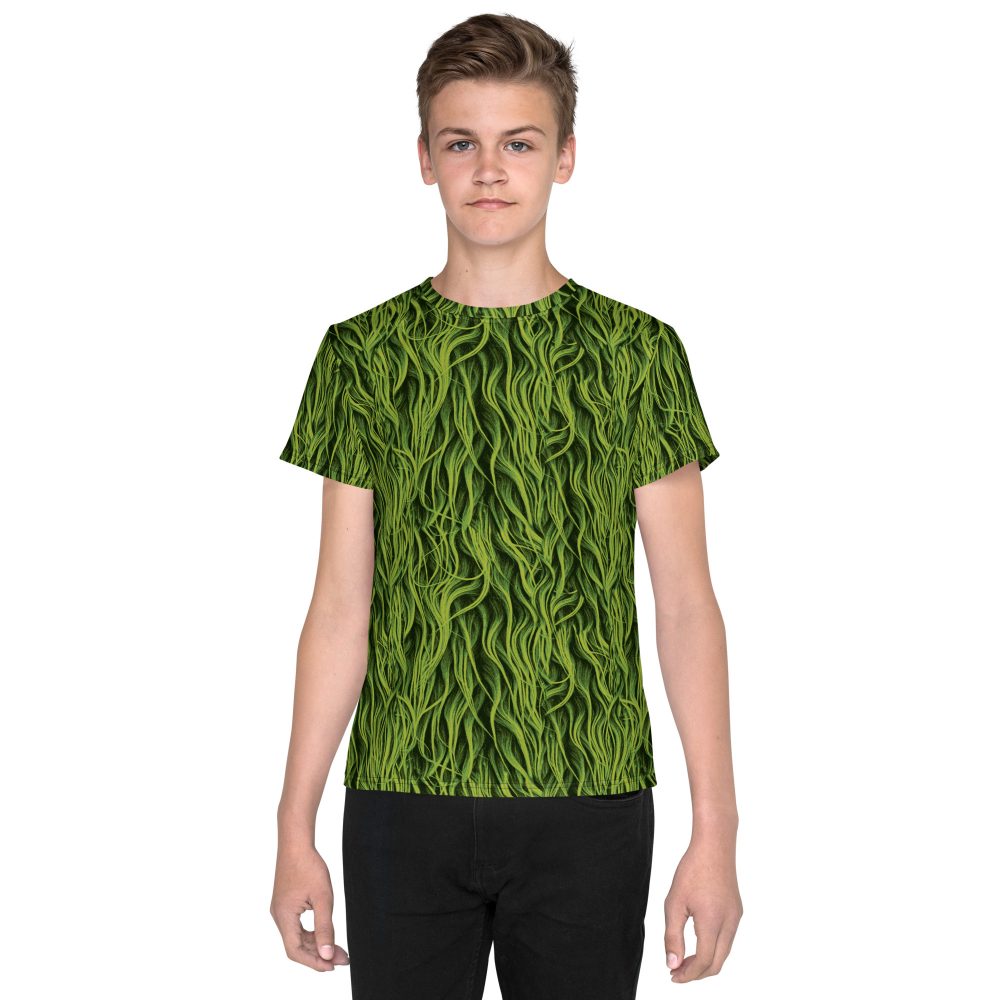 Green Fur Cosplay Costume Youth crew neck t-shirt