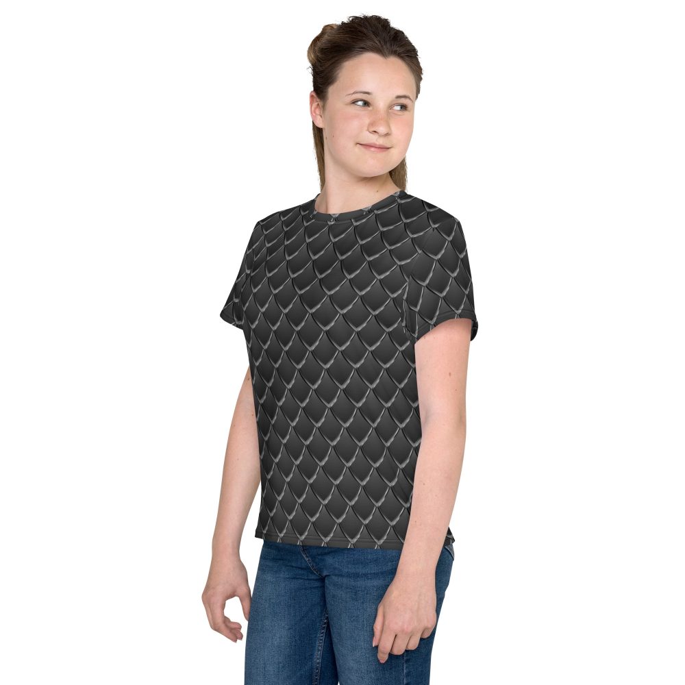 Dragon Cosplay Costume Black Scales Youth T-shirt - Image 4