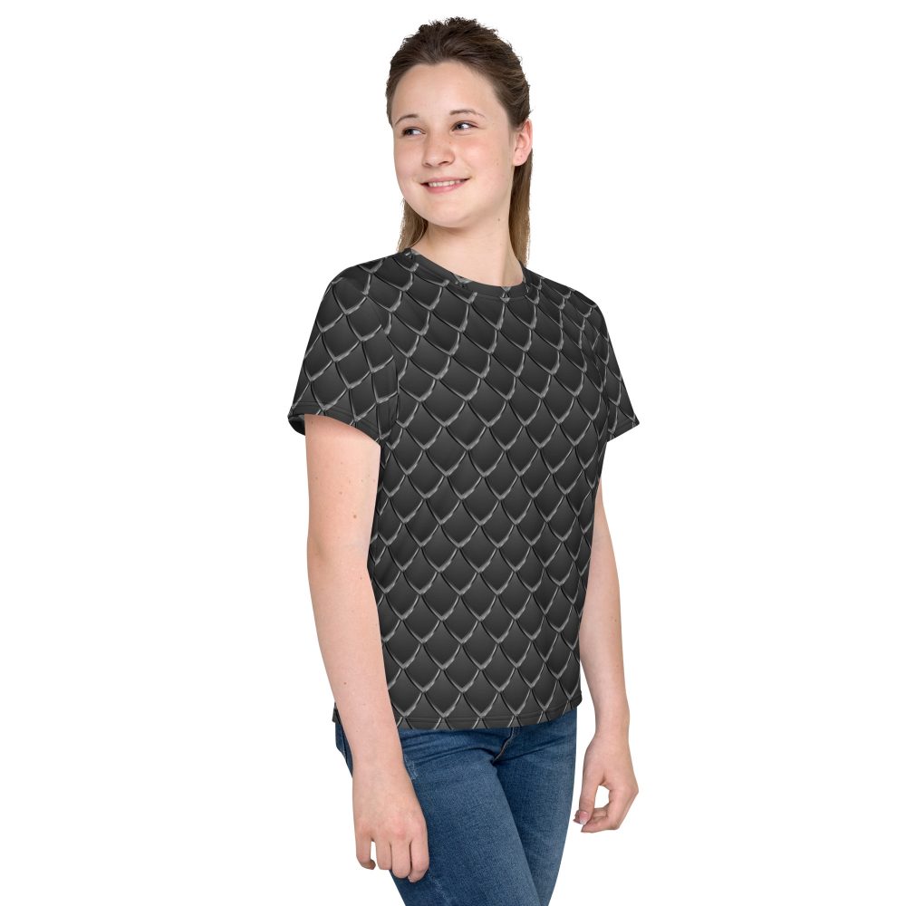 Dragon Cosplay Costume Black Scales Youth T-shirt - Image 3