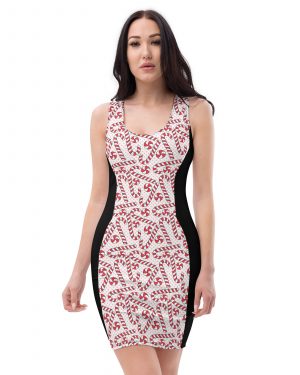 Christmas Dress Candy Canes Fitted Bodycon Dress