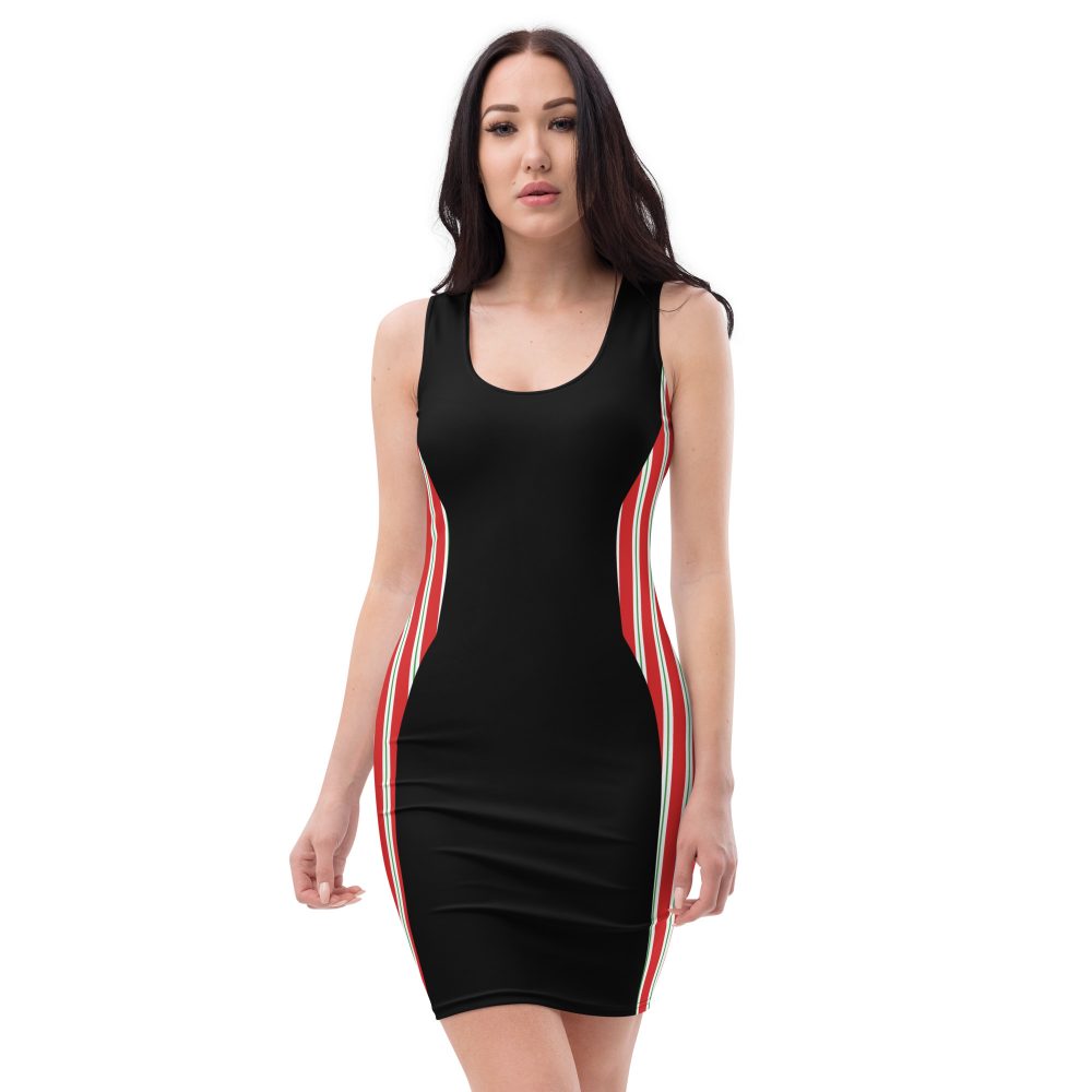 Christmas Dress Candy Cane Striped Fitted Bodycon Dress - Image 4