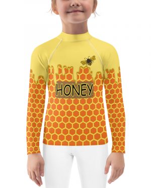 Honey Comb Beekeeper Halloween Cosplay Costume Kids Rash Guard