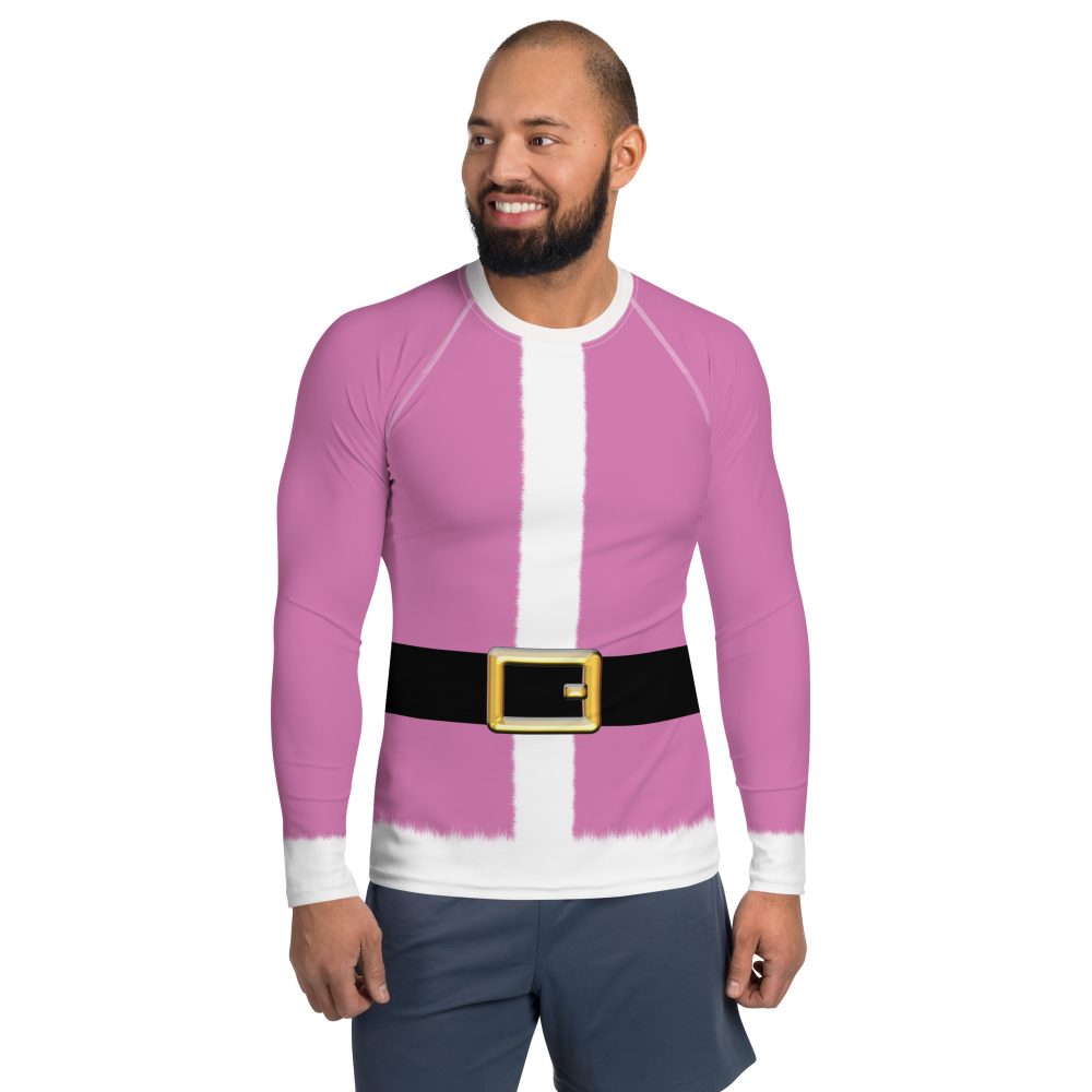 Pink Santa Clause Christmas Costume Men's Rash Guard
