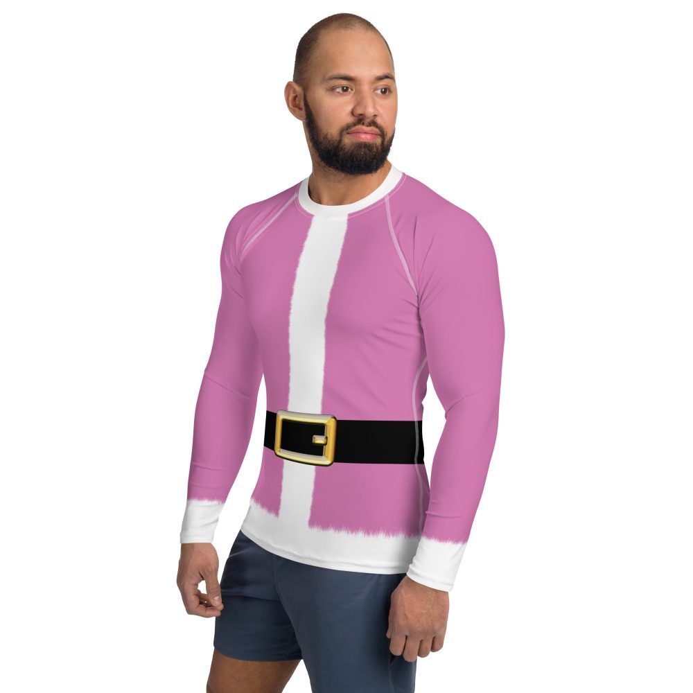 Pink Santa Clause Christmas Costume Men's Rash Guard - Image 3