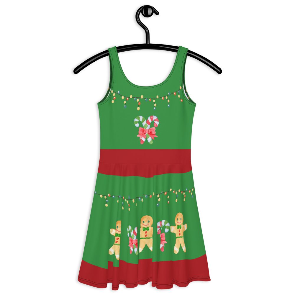 Christmas Dress Gingerbread Candy Cane Skater Dress - Image 3