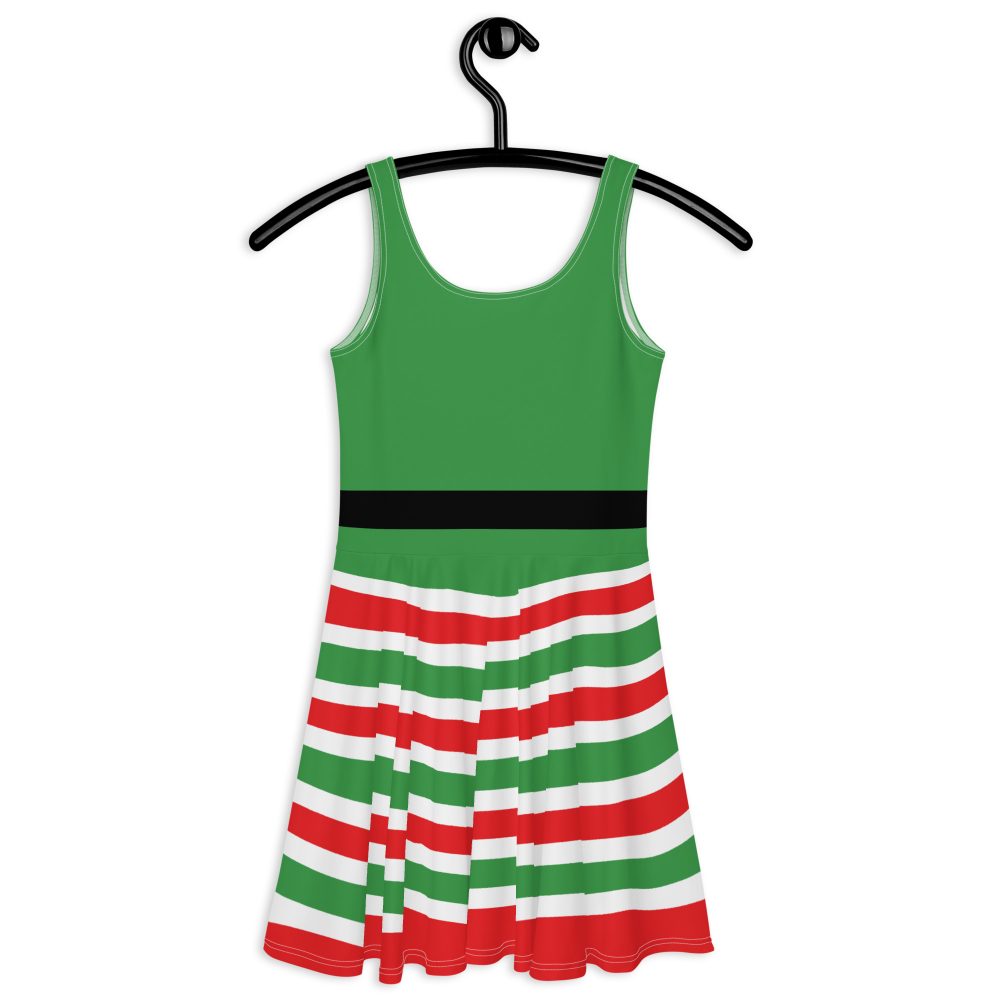 Christmas Holiday Elf Costume Skater Dress - Image 3