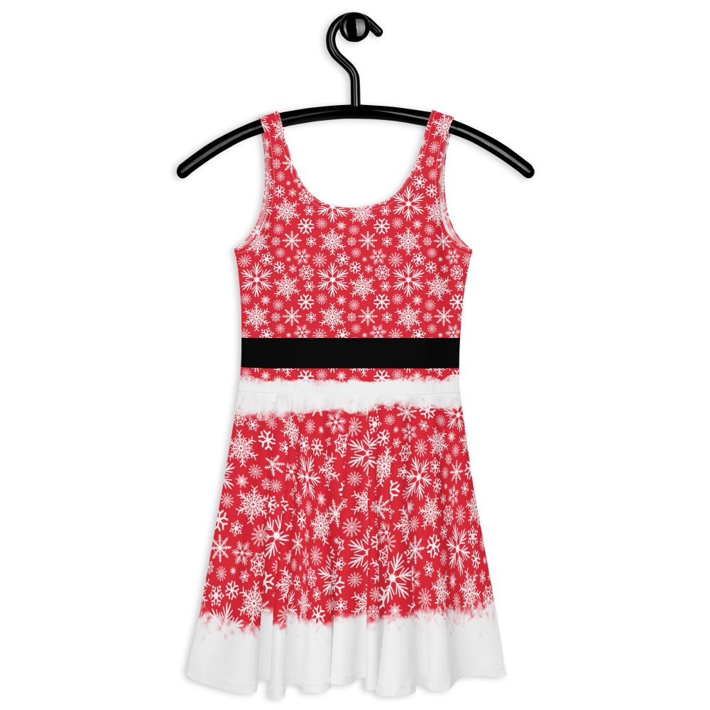 Christmas Dress Red Holiday Snowflake Skater Dress - Image 3