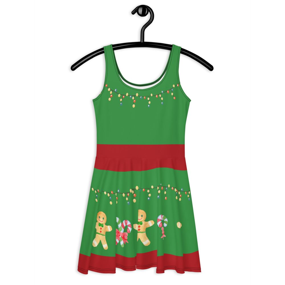 Christmas Dress Gingerbread Candy Cane Skater Dress - Image 2