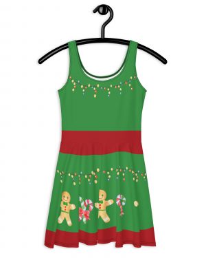 Christmas Dress Gingerbread Candy Cane Skater Dress