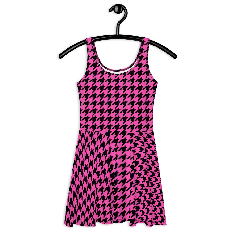 Pink Houndstooth Skater Dress - Image 2