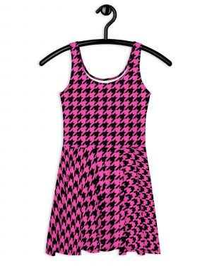 Pink Houndstooth Skater Dress