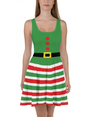 Christmas Holiday Elf Costume Skater Dress