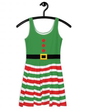 Christmas Holiday Elf Costume Skater Dress