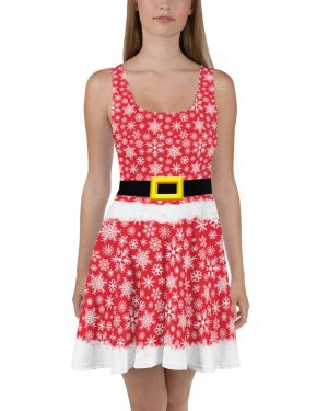 Christmas Dress Red Holiday Snowflake Skater Dress