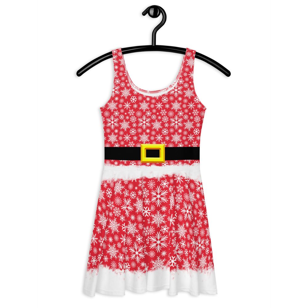 Christmas Dress Red Holiday Snowflake Skater Dress - Image 2
