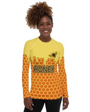 Honey Comb Beekeeper Halloween Cosplay Costume Women’s Rash Guard