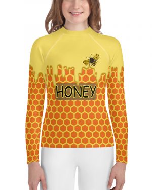 Honey Comb Beekeeper Halloween Cosplay Costume Youth Rash Guard