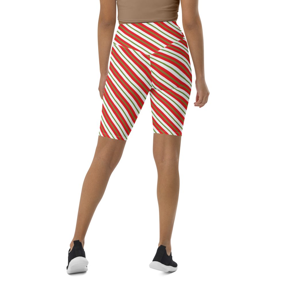 Christmas Shorts Candy Cane Striped Biker Shorts - Image 6