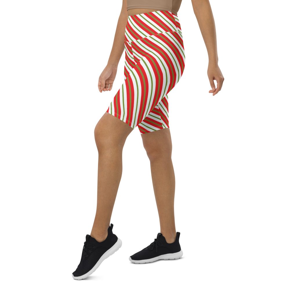 Christmas Shorts Candy Cane Striped Biker Shorts - Image 5